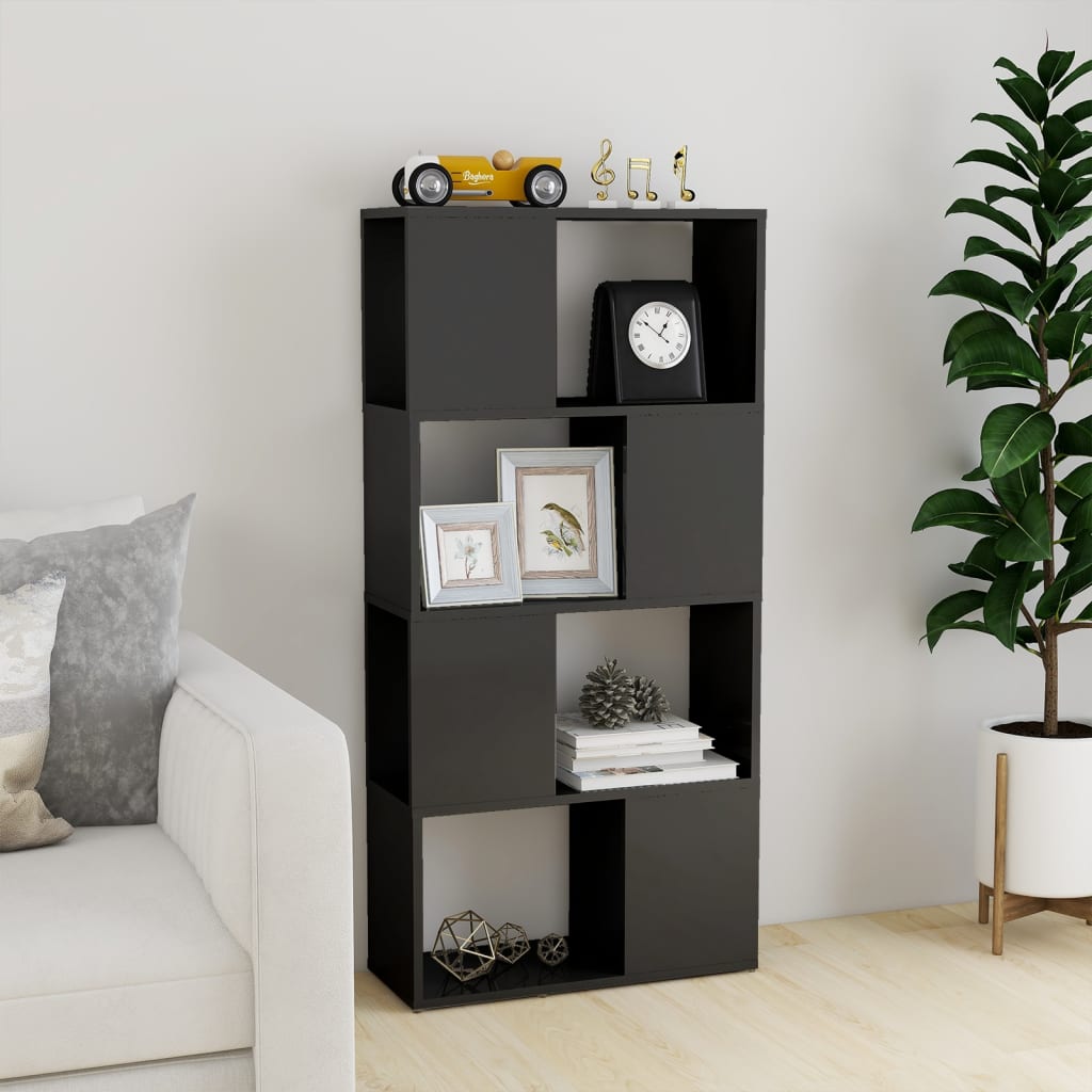 Bookcase Room Divider High Gloss Gray 60x24x124.5 cm