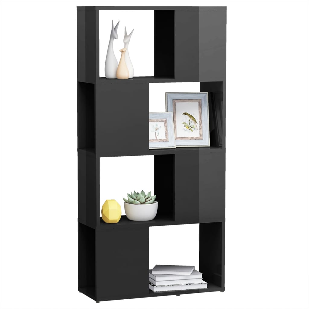 Bookcase Room Divider High Gloss Gray 60x24x124.5 cm