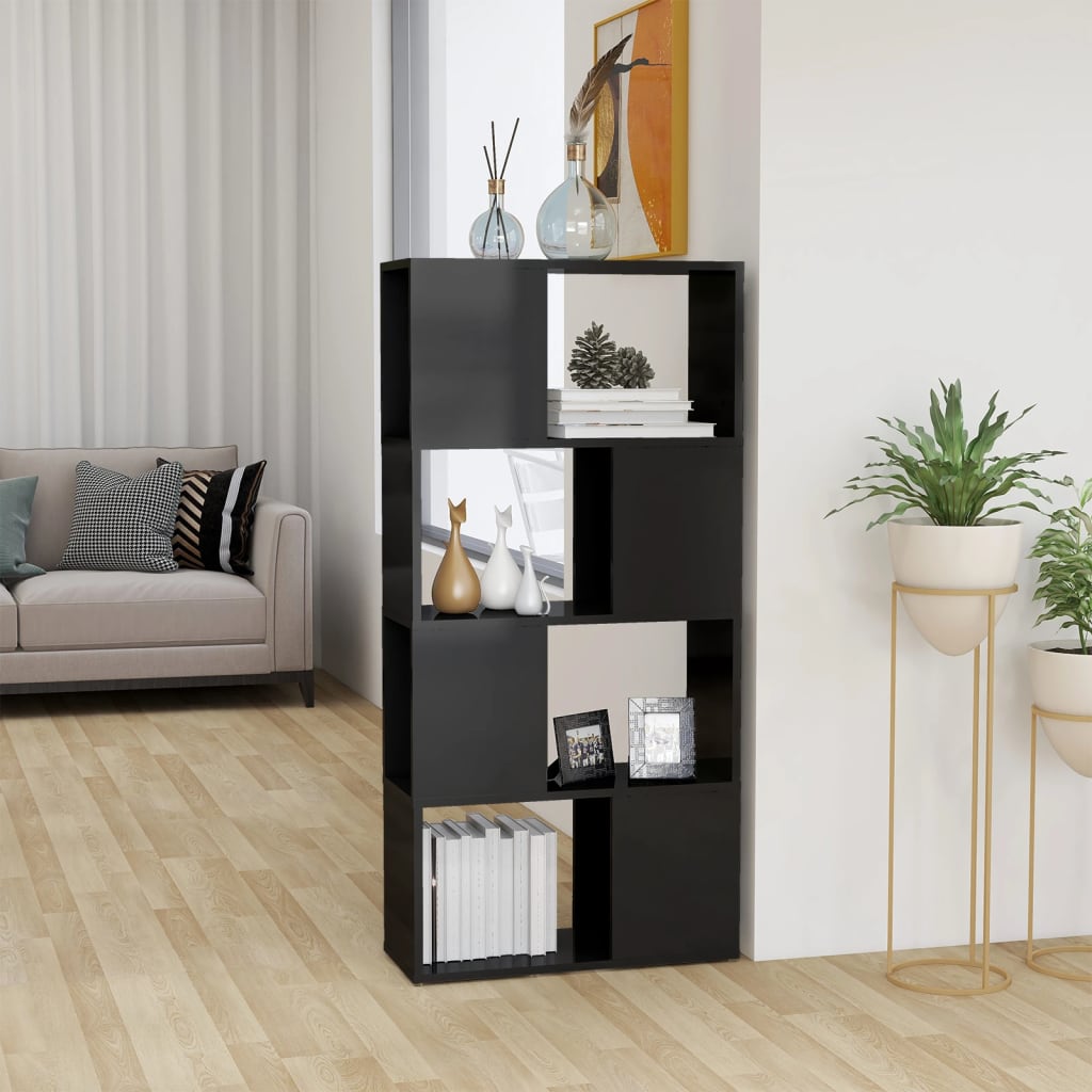 Bookcase Room Divider High Gloss Gray 60x24x124.5 cm