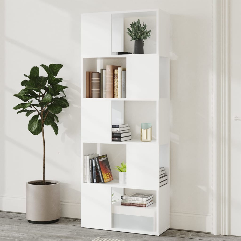 Bücherregal Raumteiler Weiß 60x24x155 Holzwerkstoff