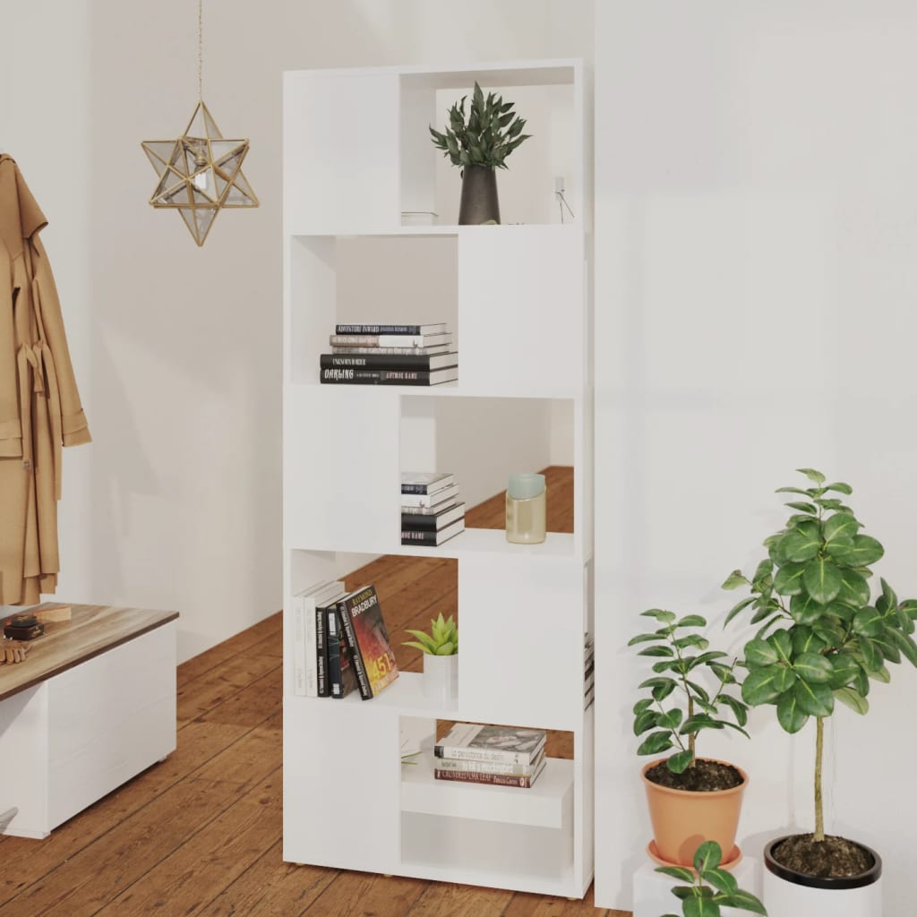 Bücherregal Raumteiler Weiß 60x24x155 Holzwerkstoff