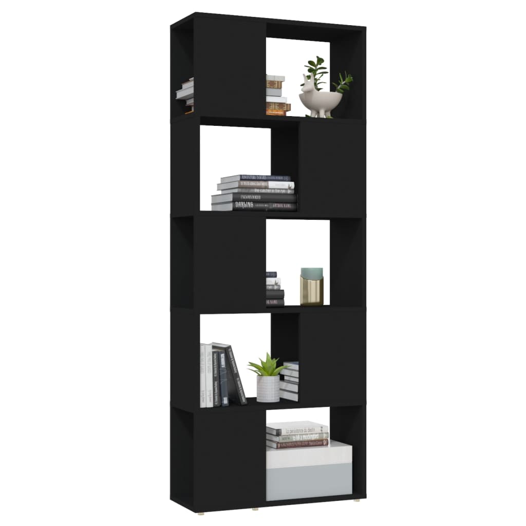 Bücherregal Raumteiler Schwarz 60x24x155 cm Holzwerkstoff