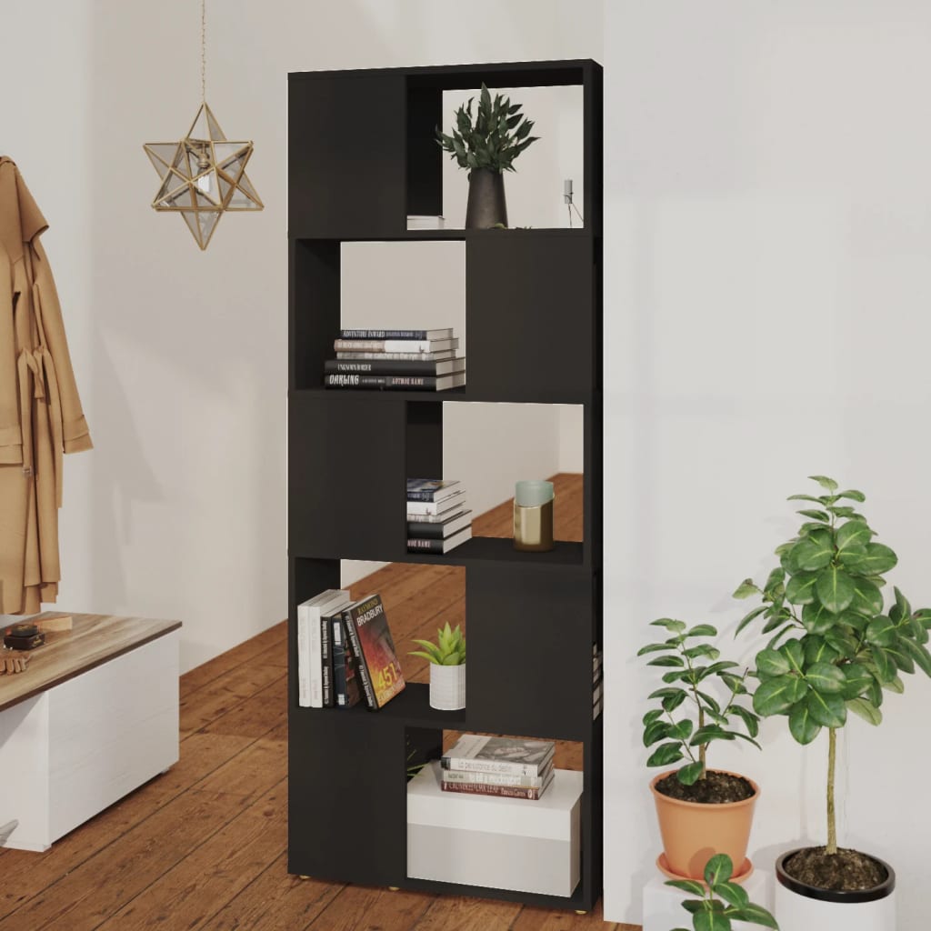 Bookcase Room Divider Black 60x24x155 cm Wood Material