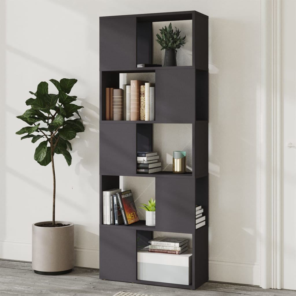 Bücherregal Raumteiler Grau 60x24x155 cm Holzwerkstoff