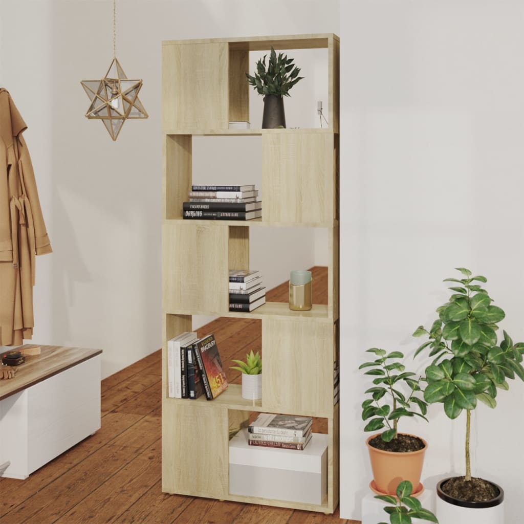 Bookcase Room Divider Sonoma Oak 60x24x155 cm