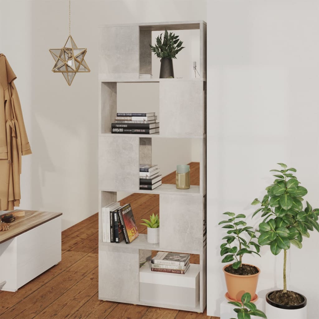 Bookcase Room Divider Concrete Grey 60x24x155 cm