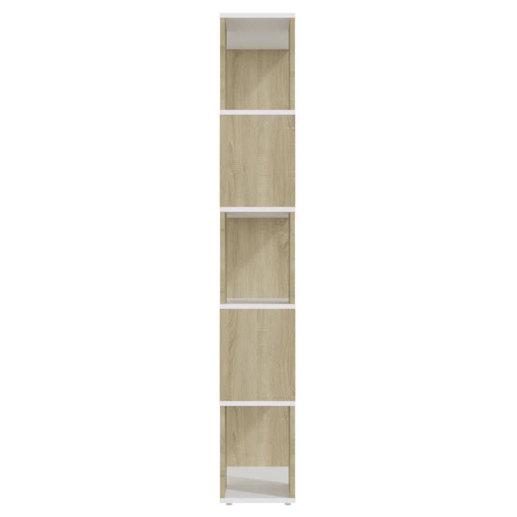 Bookcase Room Divider White Sonoma Oak 60x24x155 cm