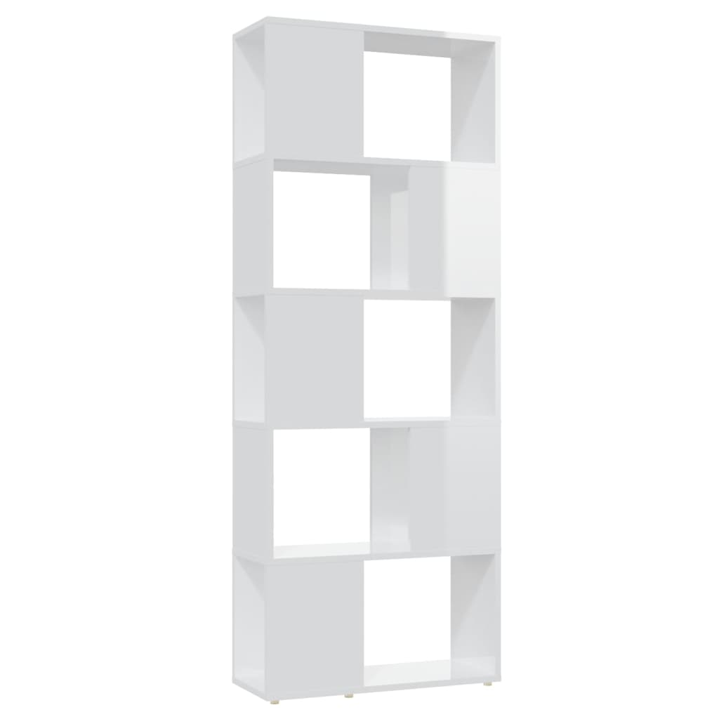 Bookcase Room Divider High Gloss White 60x24x155 cm