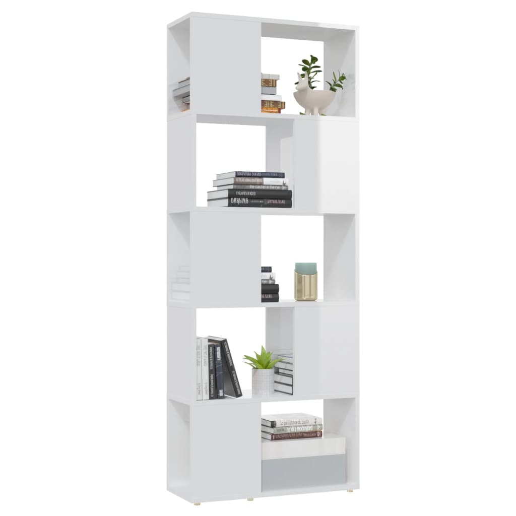 Bookcase Room Divider High Gloss White 60x24x155 cm