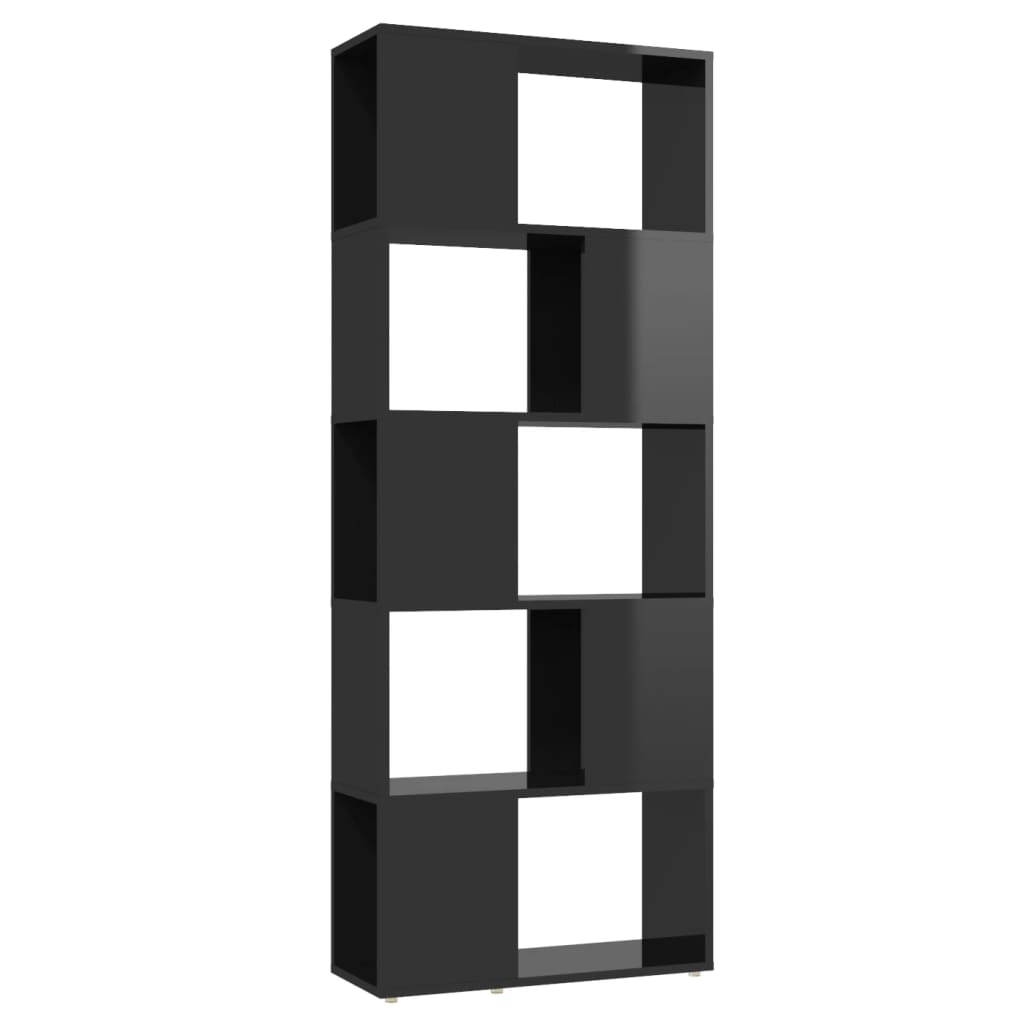 Bookcase Room Divider High Gloss Black 60x24x155 cm