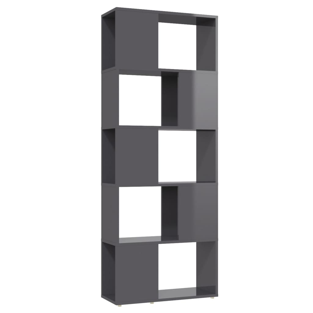 Bookcase Room Divider High Gloss Gray 60x24x155 cm