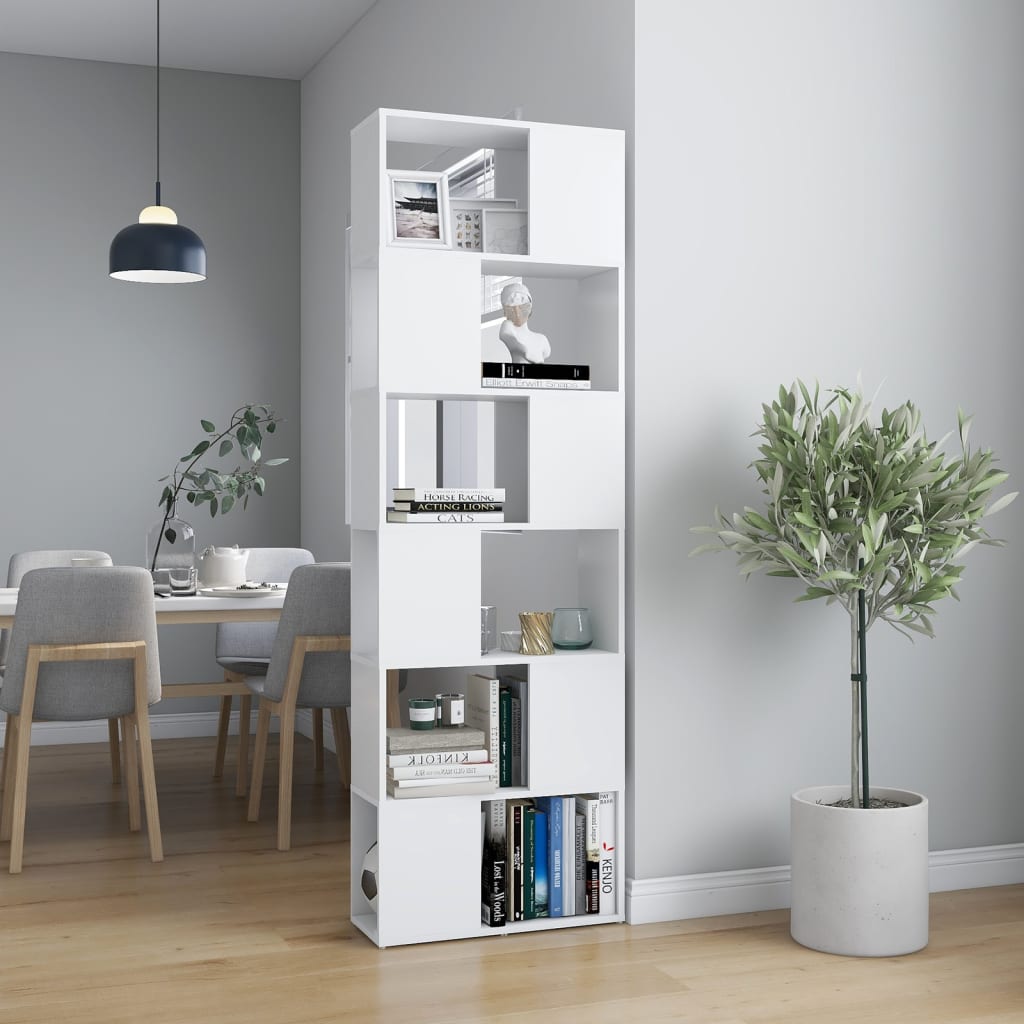 Bookcase Room Divider White 60x24x186 cm