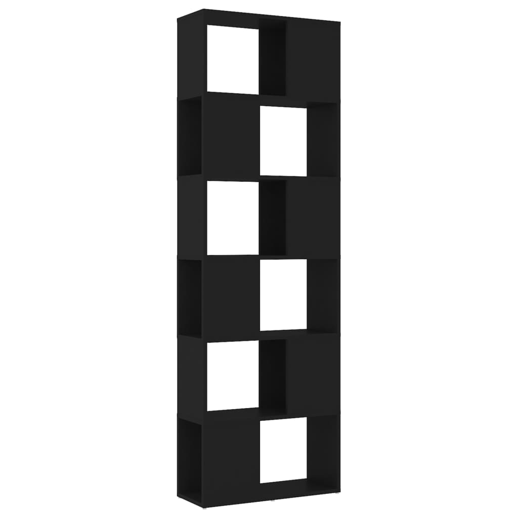 Bookcase Room Divider Black 60x24x186 cm Wood Material