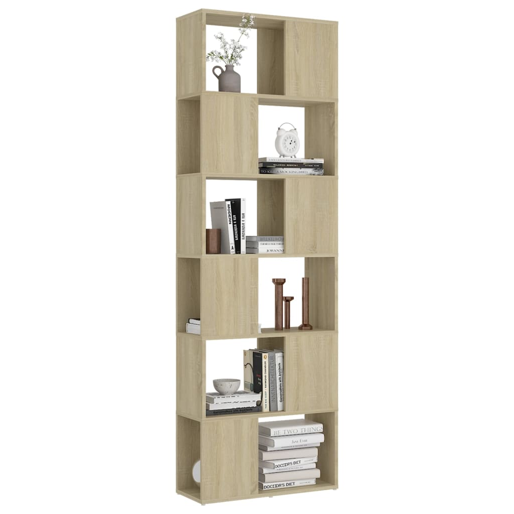 Bookcase Room Divider Sonoma Oak 60x24x186 cm Wood Material