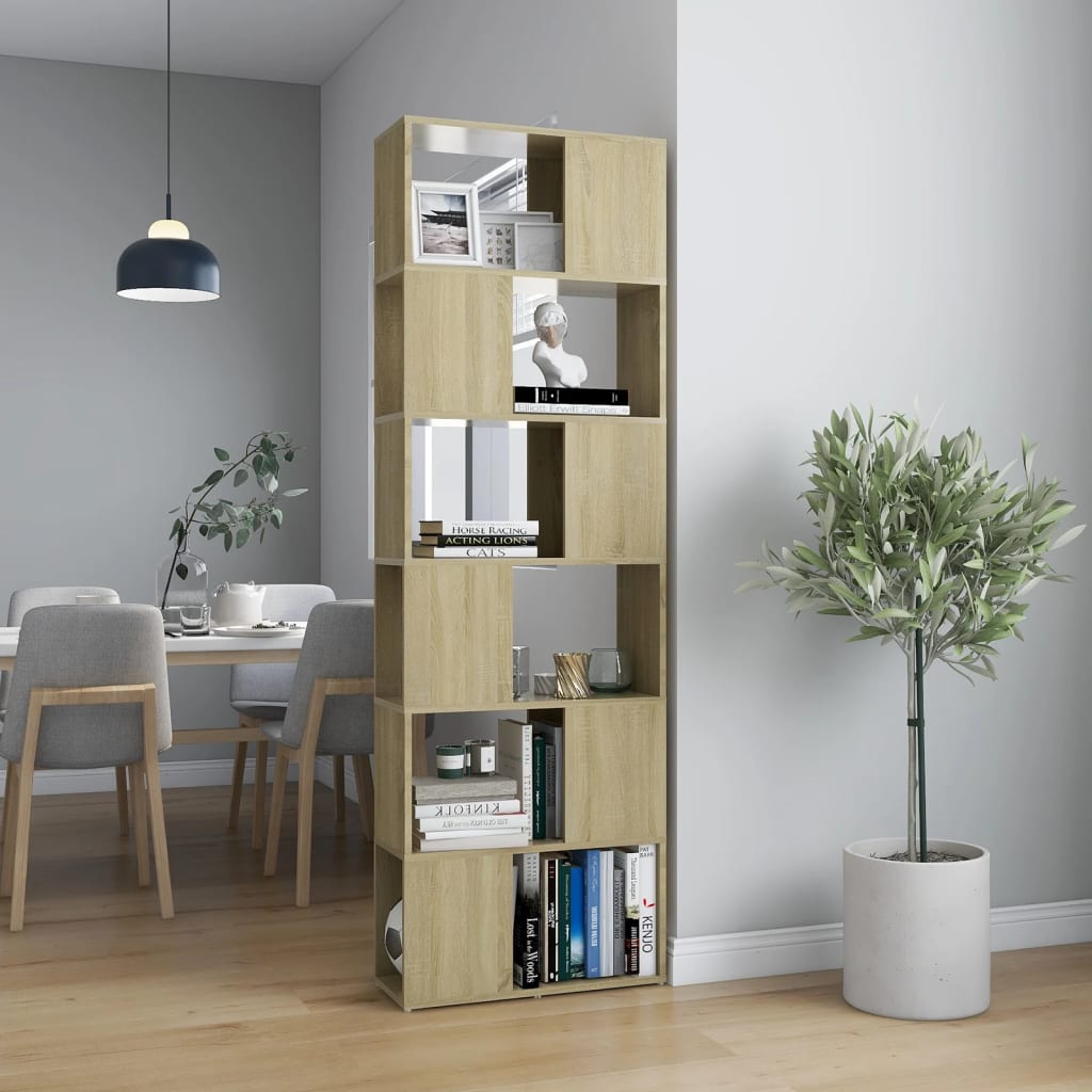 Bookcase Room Divider Sonoma Oak 60x24x186 cm Wood Material