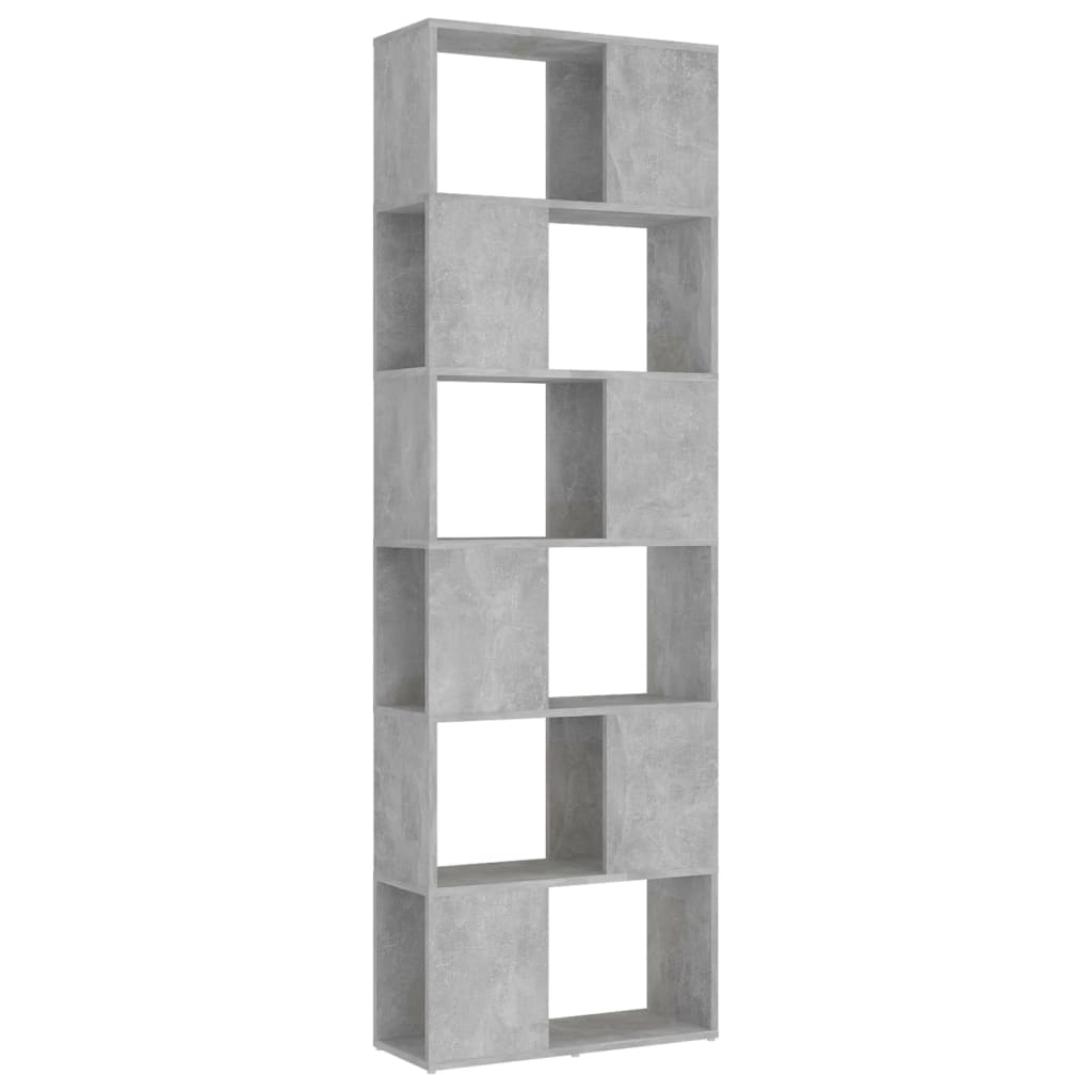 Bookcase Room Divider Concrete Grey 60x24x186 cm Wood Material