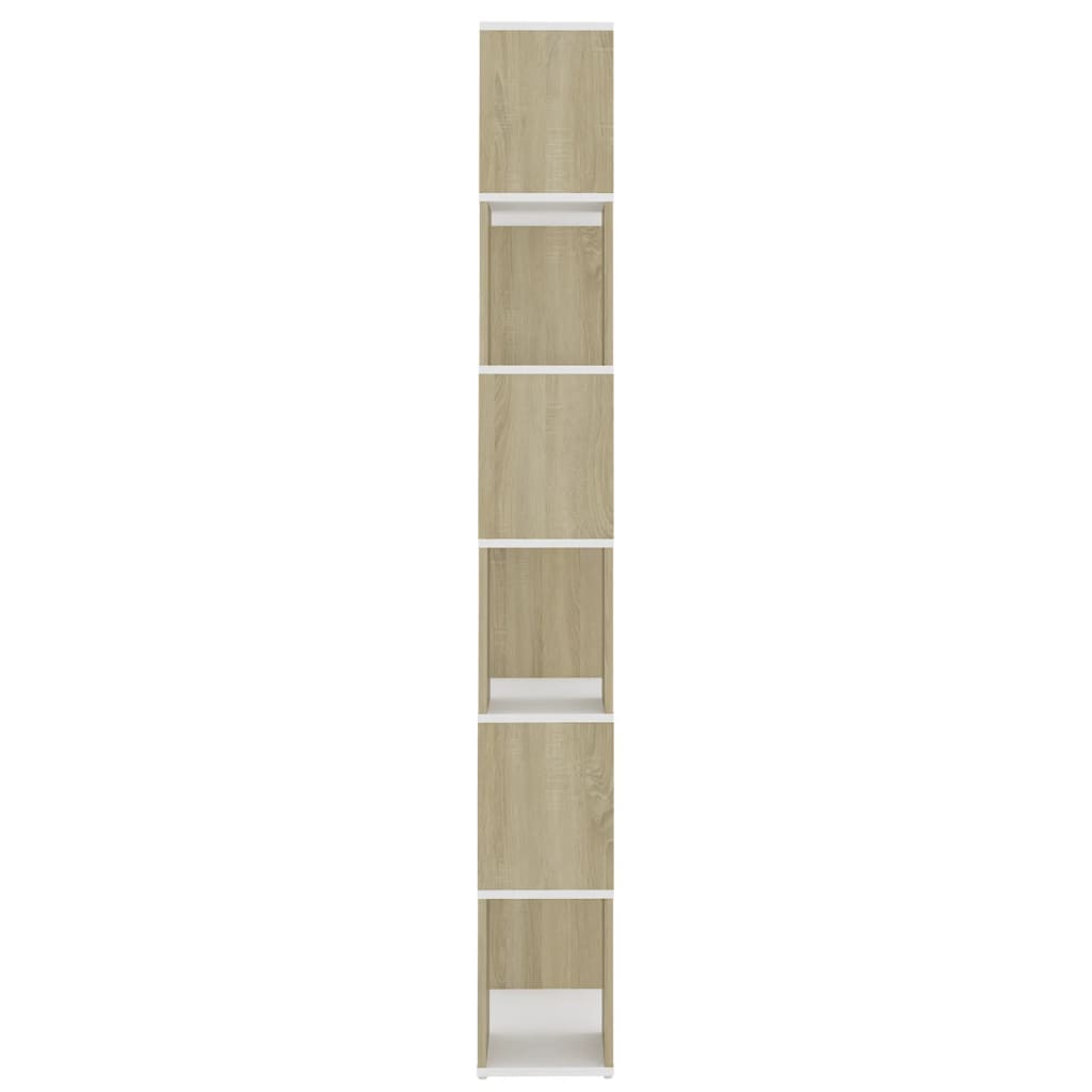 Bookcase Room Divider White Sonoma Oak 60x24x186 cm