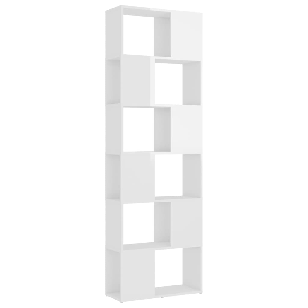 Bookcase Room Divider High Gloss White 60x24x186 cm