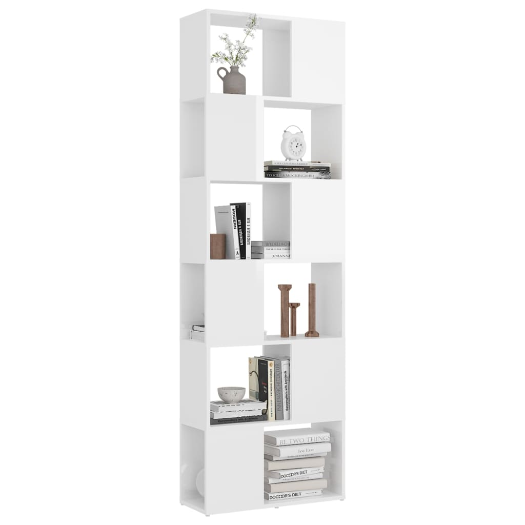 Bookcase Room Divider High Gloss White 60x24x186 cm