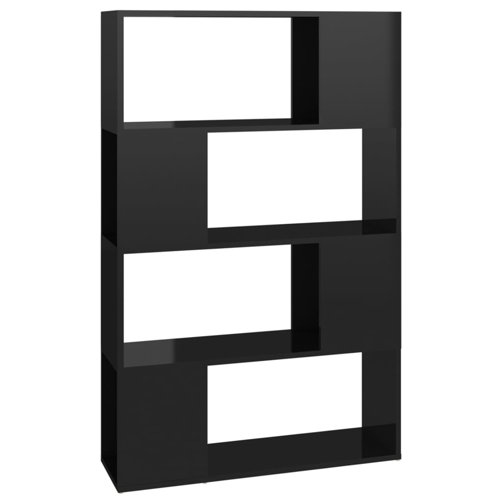 Bookcase Room Divider High Gloss Black 80x24x124.5 cm