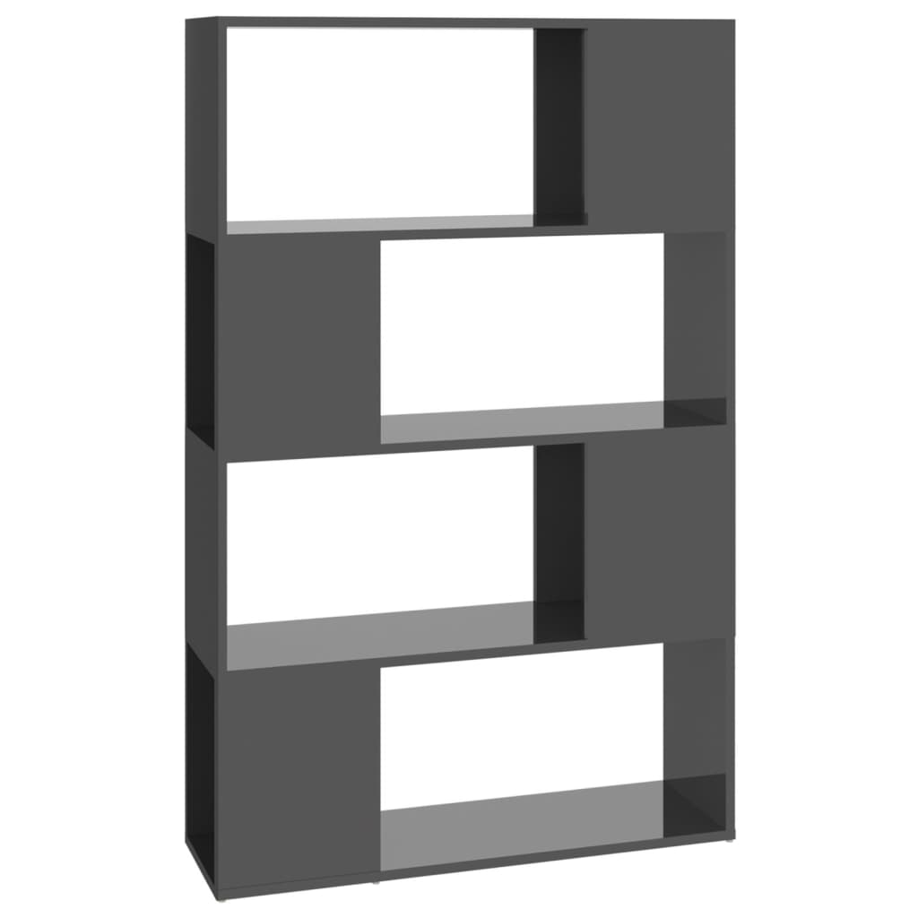 Bookcase Room Divider High Gloss Gray 80x24x124.5 cm