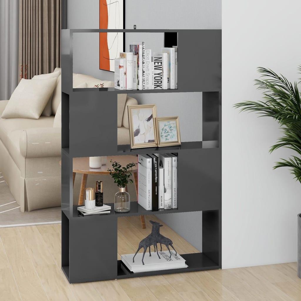 Bookcase Room Divider High Gloss Gray 80x24x124.5 cm