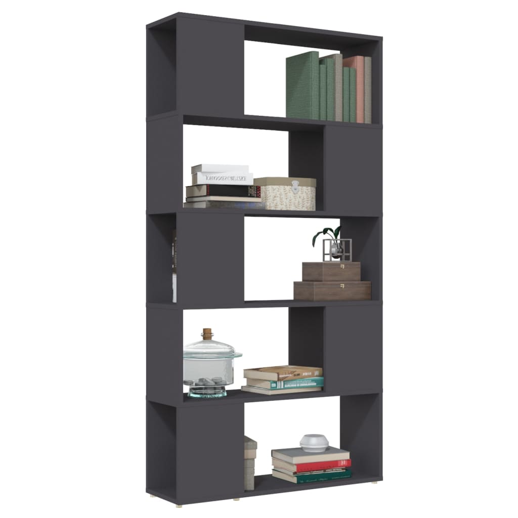 Bücherregal Raumteiler Grau 80x24x155 cm Holzwerkstoff