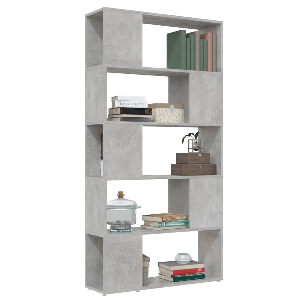 Bookcase Room Divider Concrete Grey 80x24x155 cm Wood Material