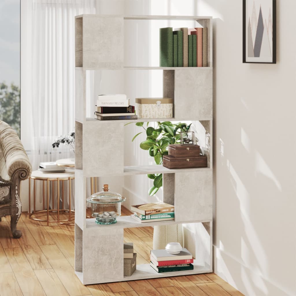 Bookcase Room Divider Concrete Grey 80x24x155 cm Wood Material