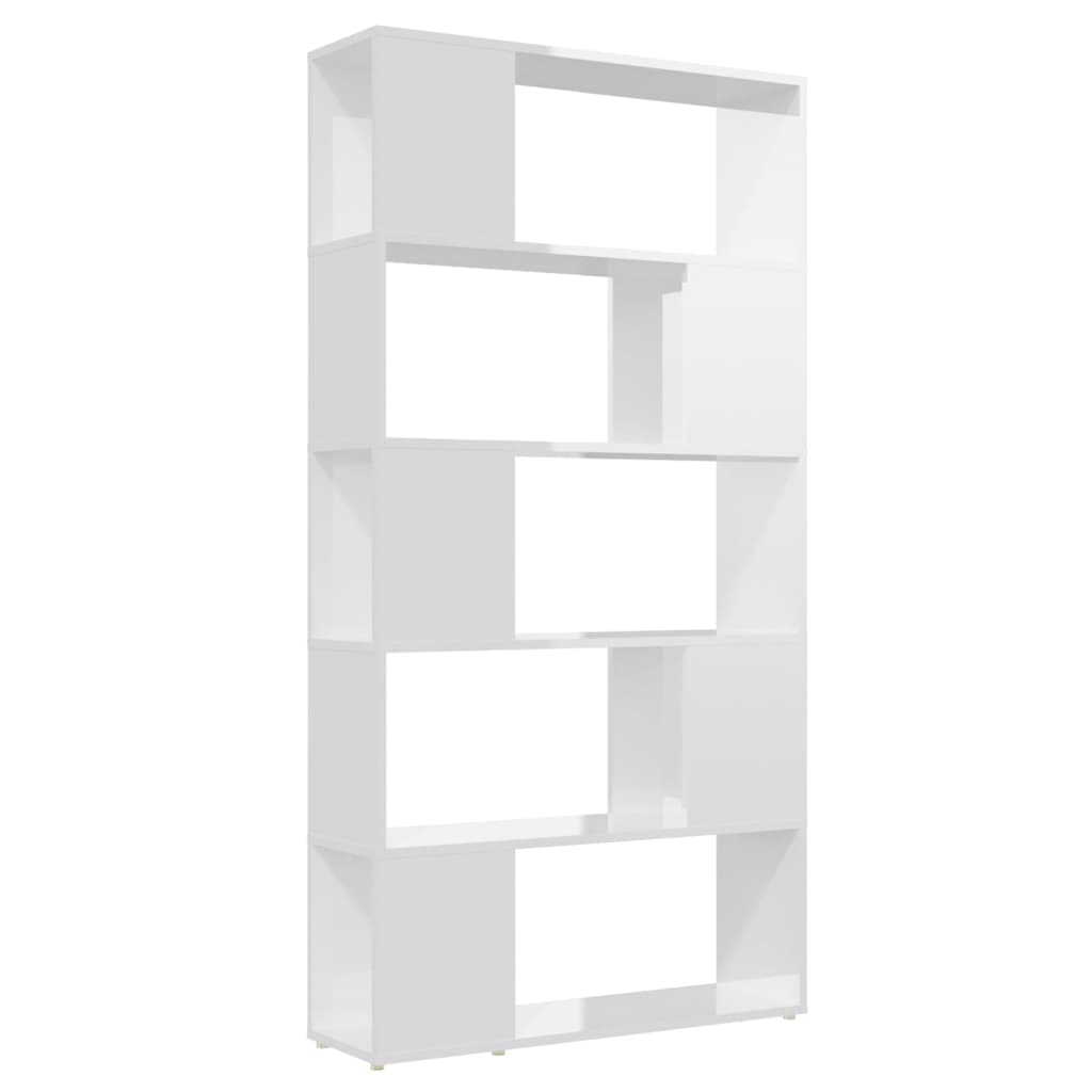 Bookcase Room Divider High Gloss White 80x24x155cm Wood Material