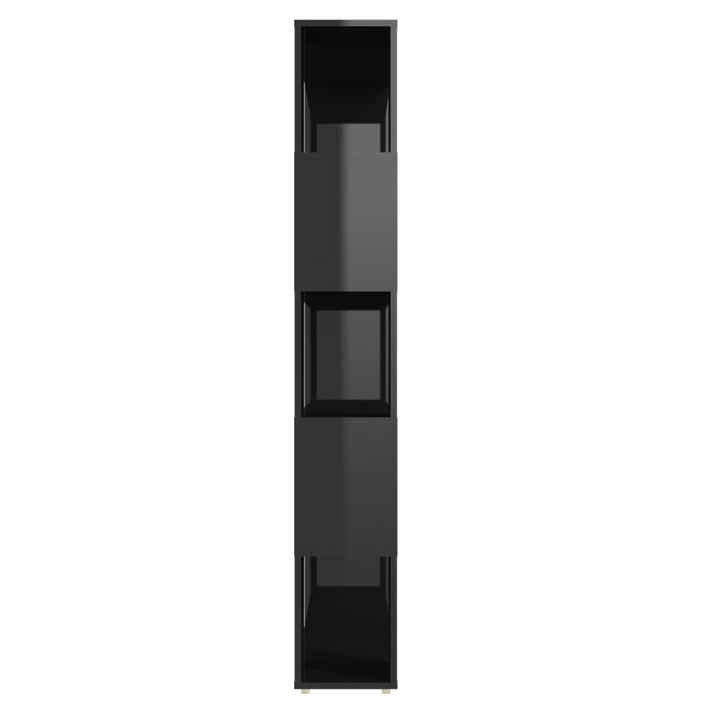 Bookcase Room Divider High Gloss Black 80x24x155cm