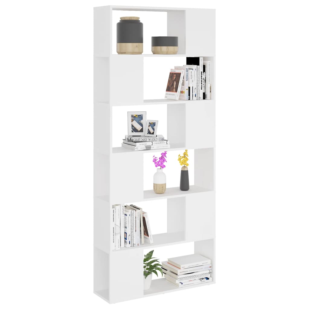 Bookcase Room Divider White 80x24x186 cm Wood Material