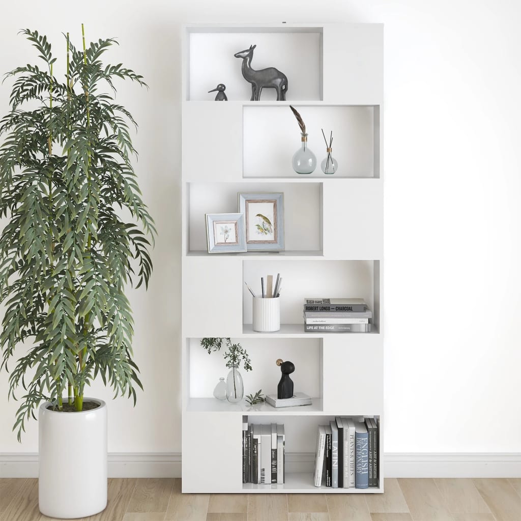 Bookcase Room Divider White 80x24x186 cm Wood Material