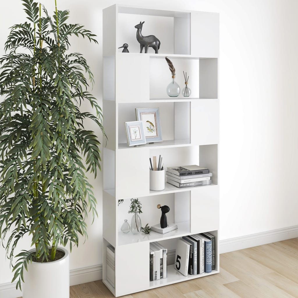 Bookcase Room Divider White 80x24x186 cm Wood Material