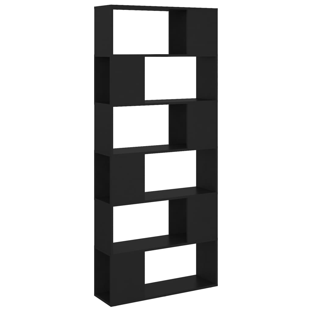 Bookcase Room Divider Black 80x24x186 cm Wood Material