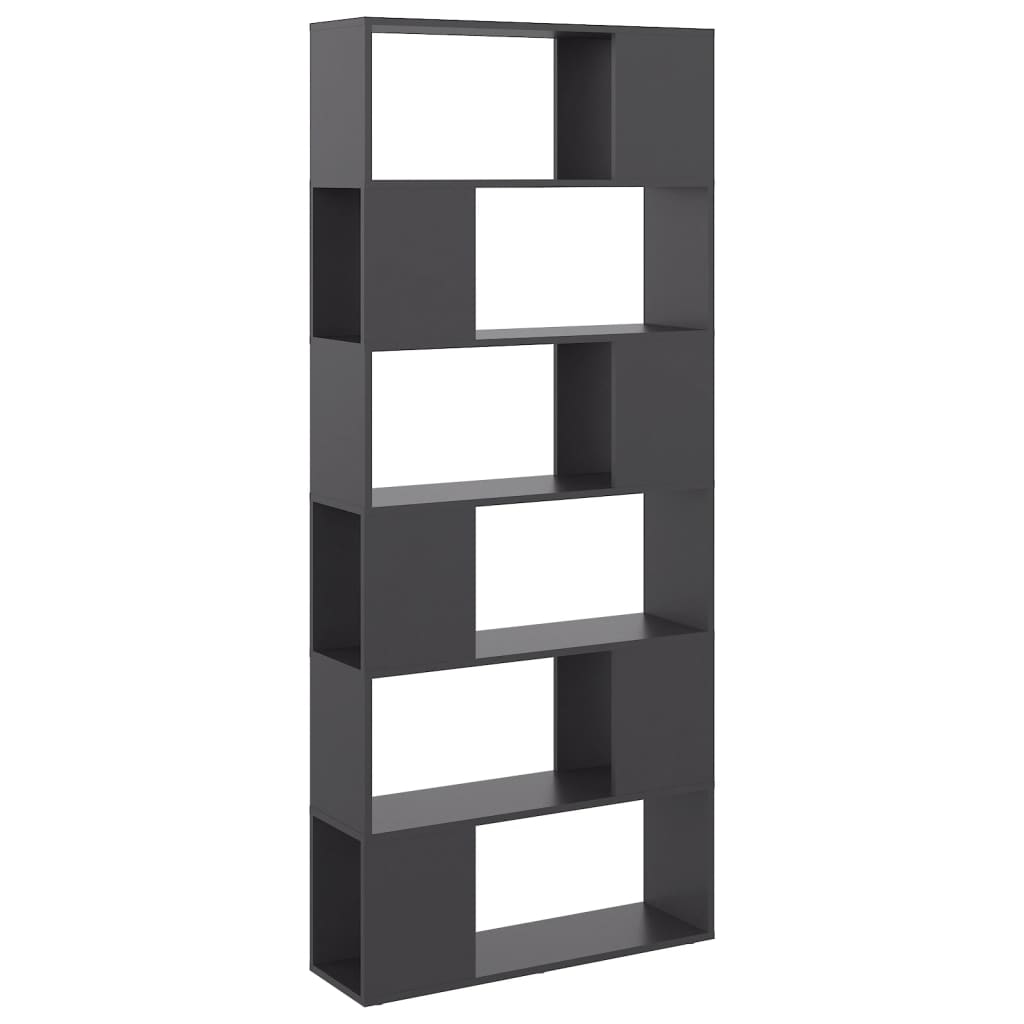 Bookcase Room Divider Grey 80x24x186 cm Wood Material