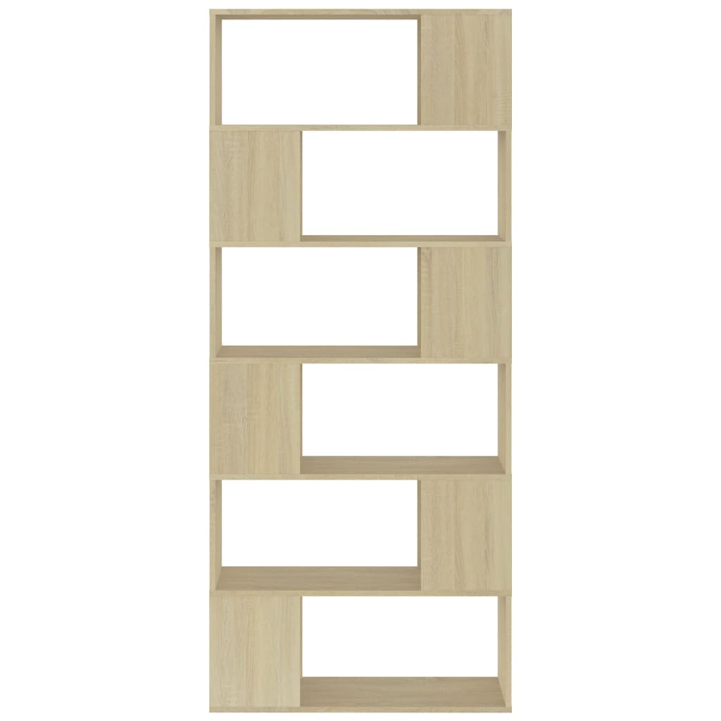 Bookcase Room Divider Sonoma Oak 80x24x186 cm Wood Material