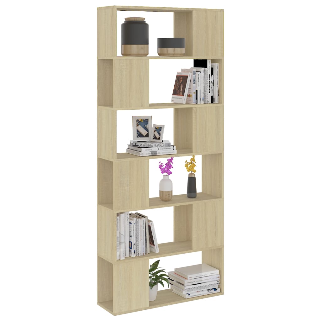 Bookcase Room Divider Sonoma Oak 80x24x186 cm Wood Material