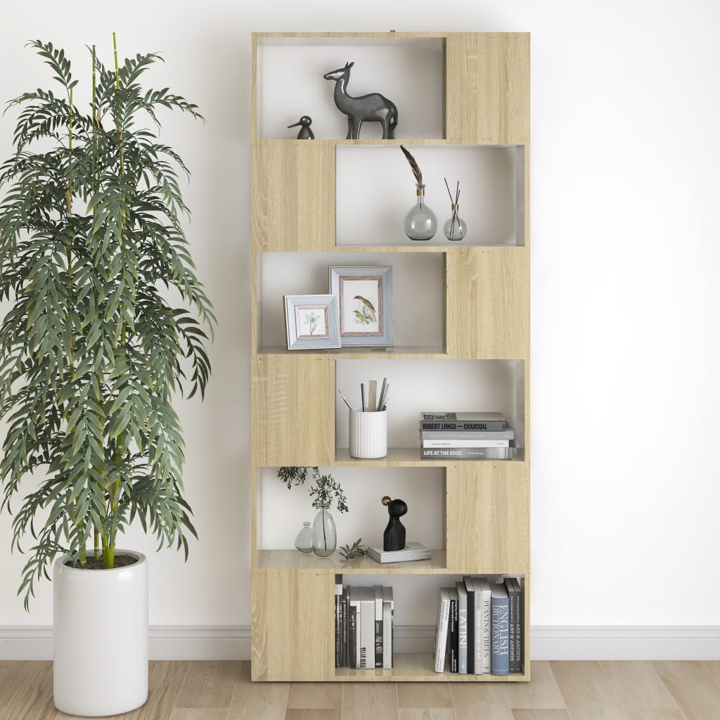 Bookcase Room Divider Sonoma Oak 80x24x186 cm Wood Material