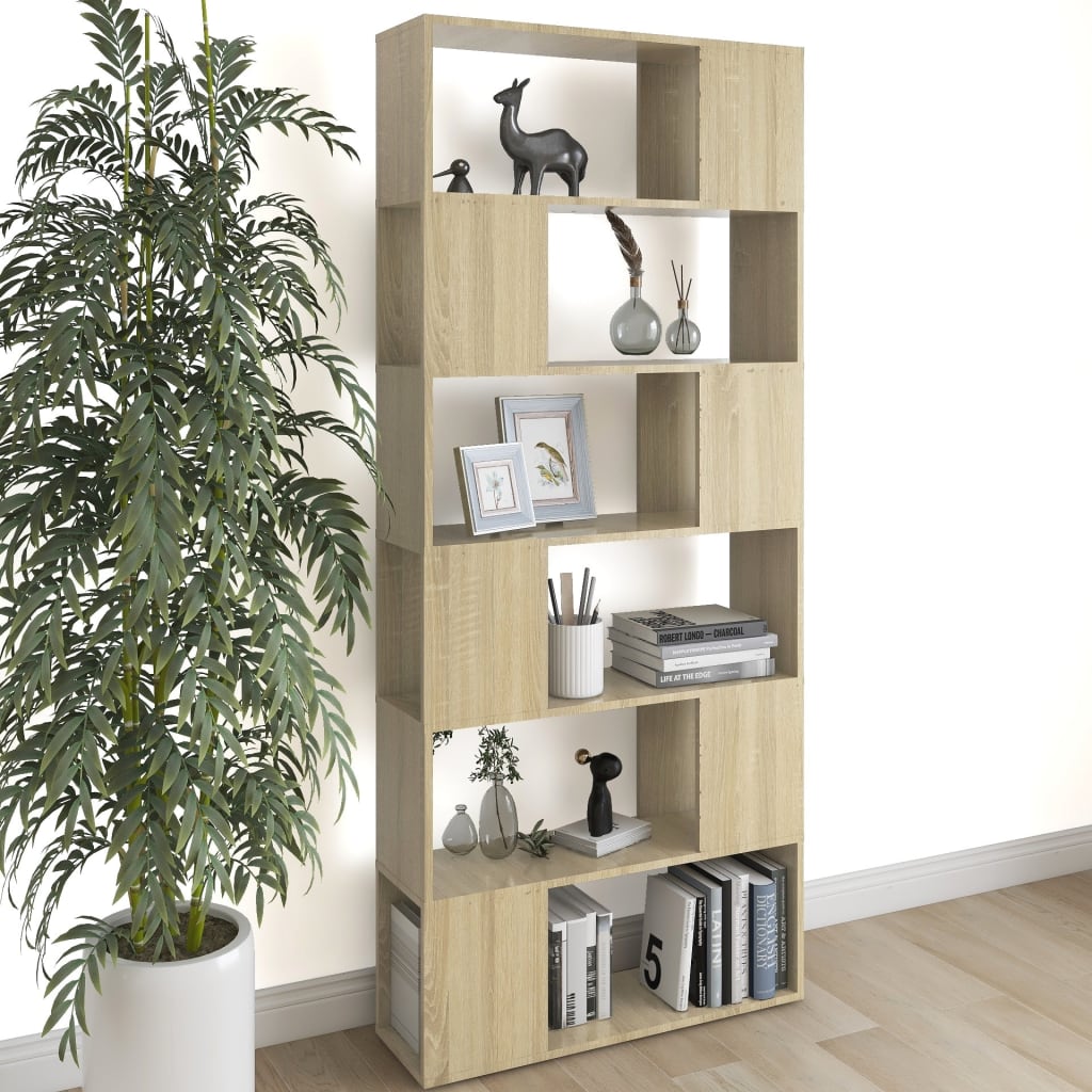 Bookcase Room Divider Sonoma Oak 80x24x186 cm Wood Material