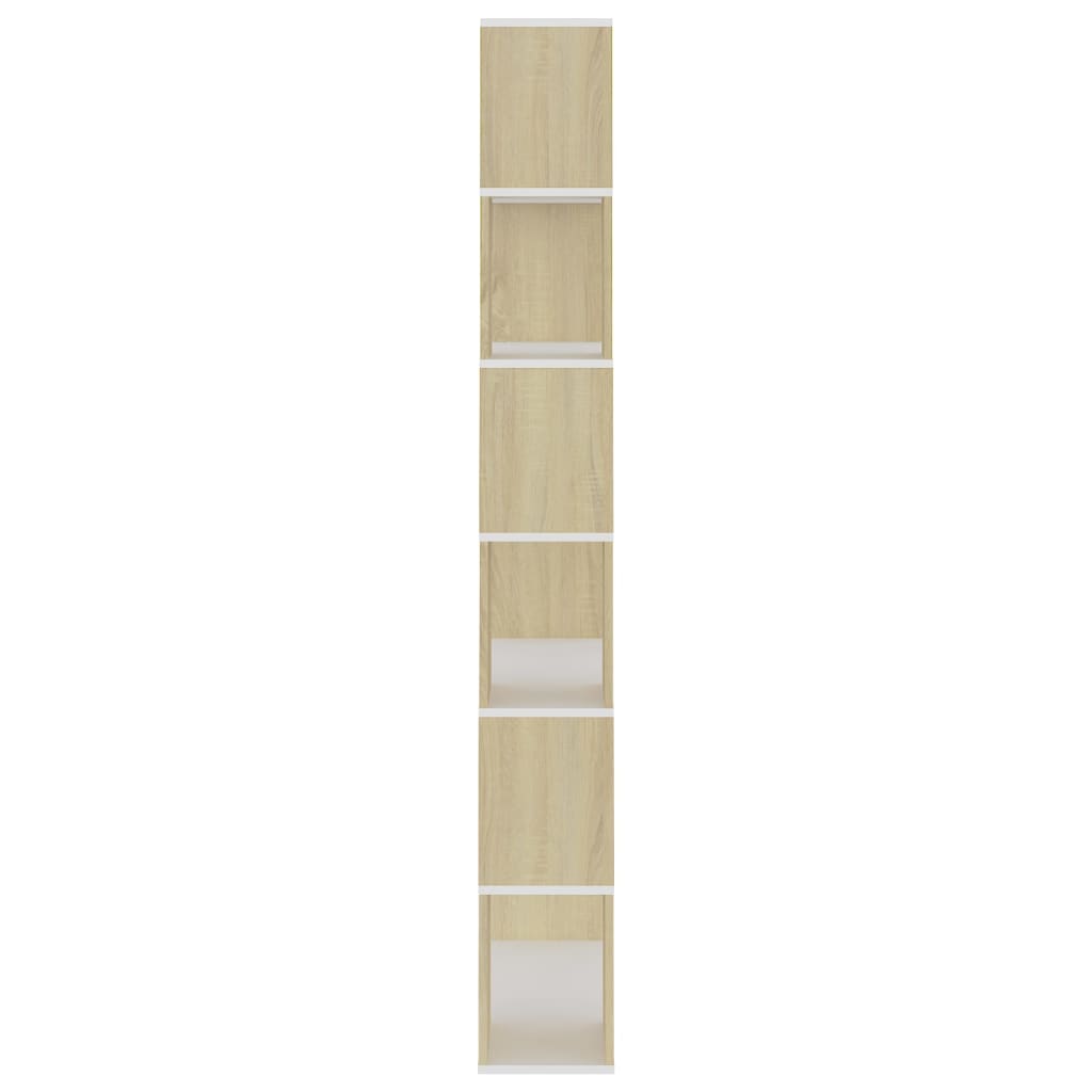 Bookcase Room Divider White Sonoma Oak 80x24x186 cm