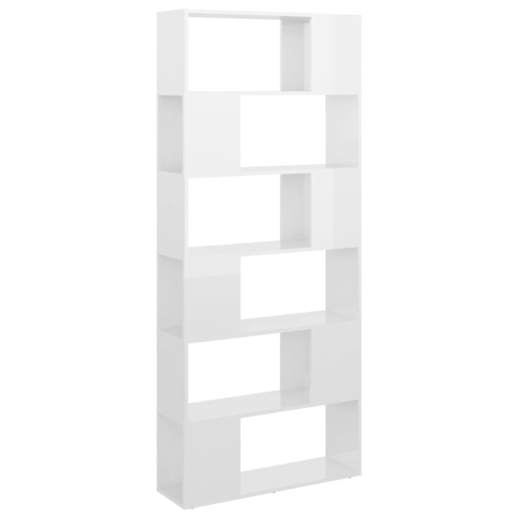 Bookcase Room Divider High Gloss White 80x24x186cm Wood Material