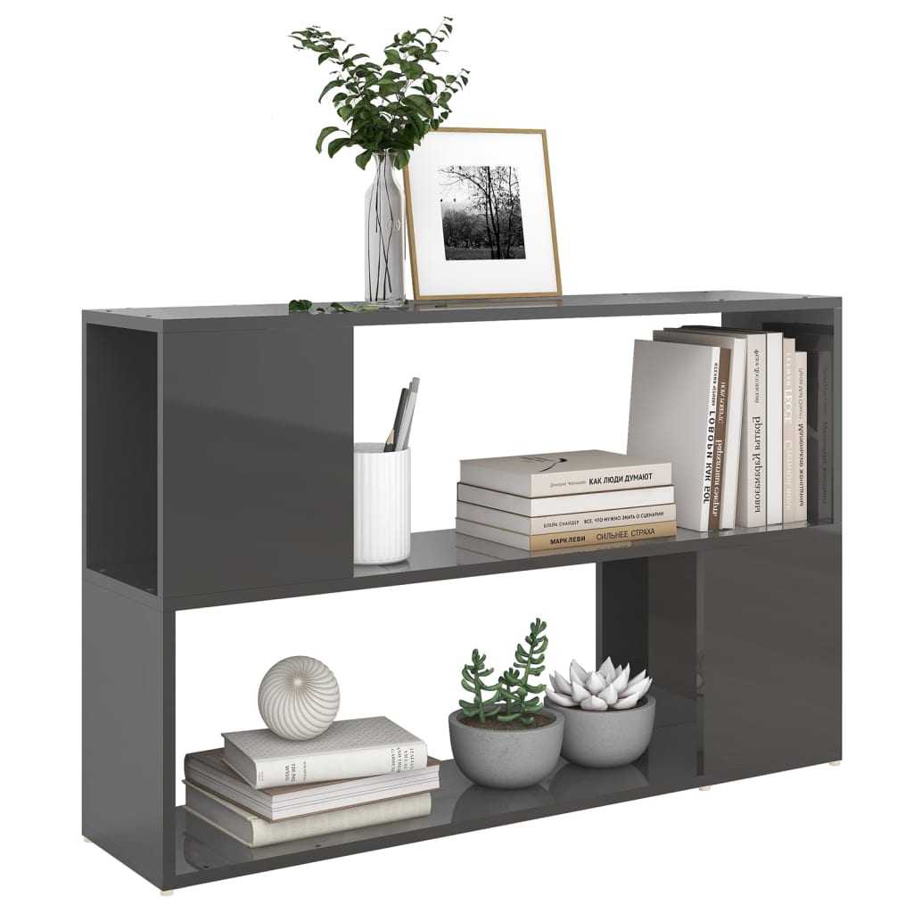 Bookshelf High Gloss Grey 100x24x63 cm Wood Material