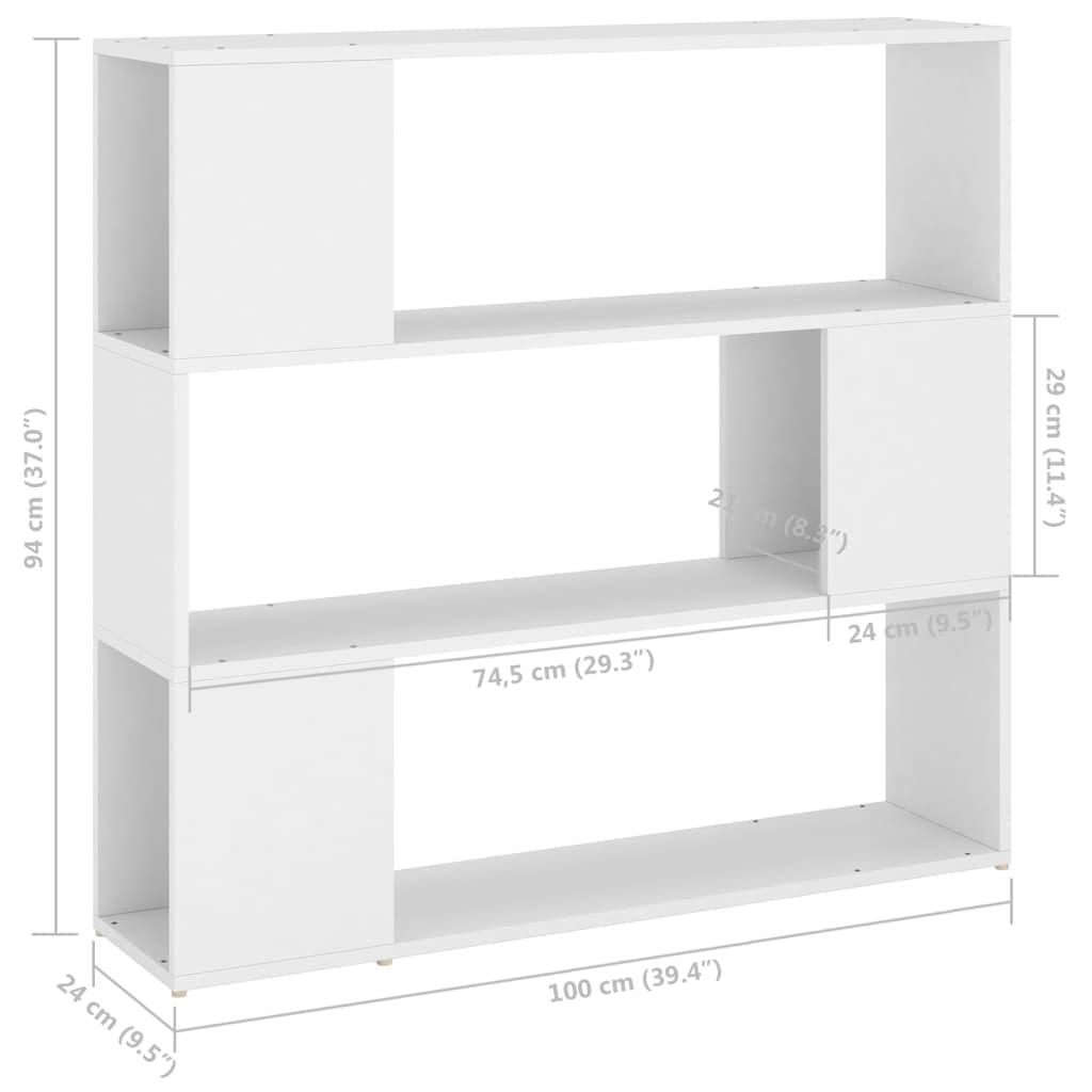 Bookcase Room Divider White 100x24x94 cm