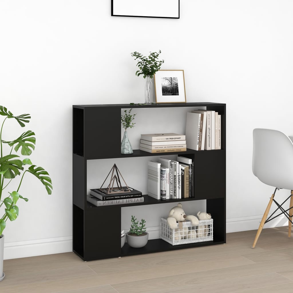 Bookcase Room Divider Black 100x24x94 cm