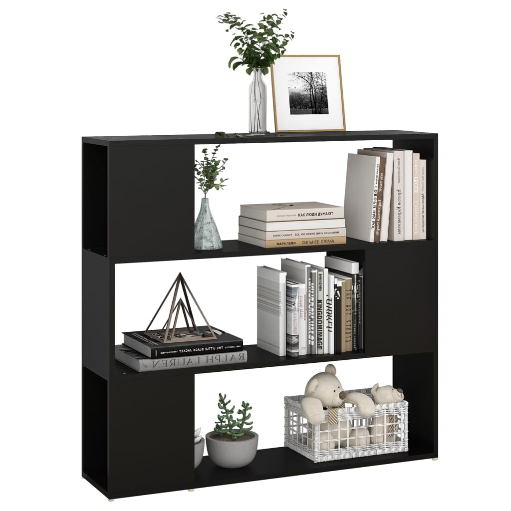 Bookcase Room Divider Black 100x24x94 cm