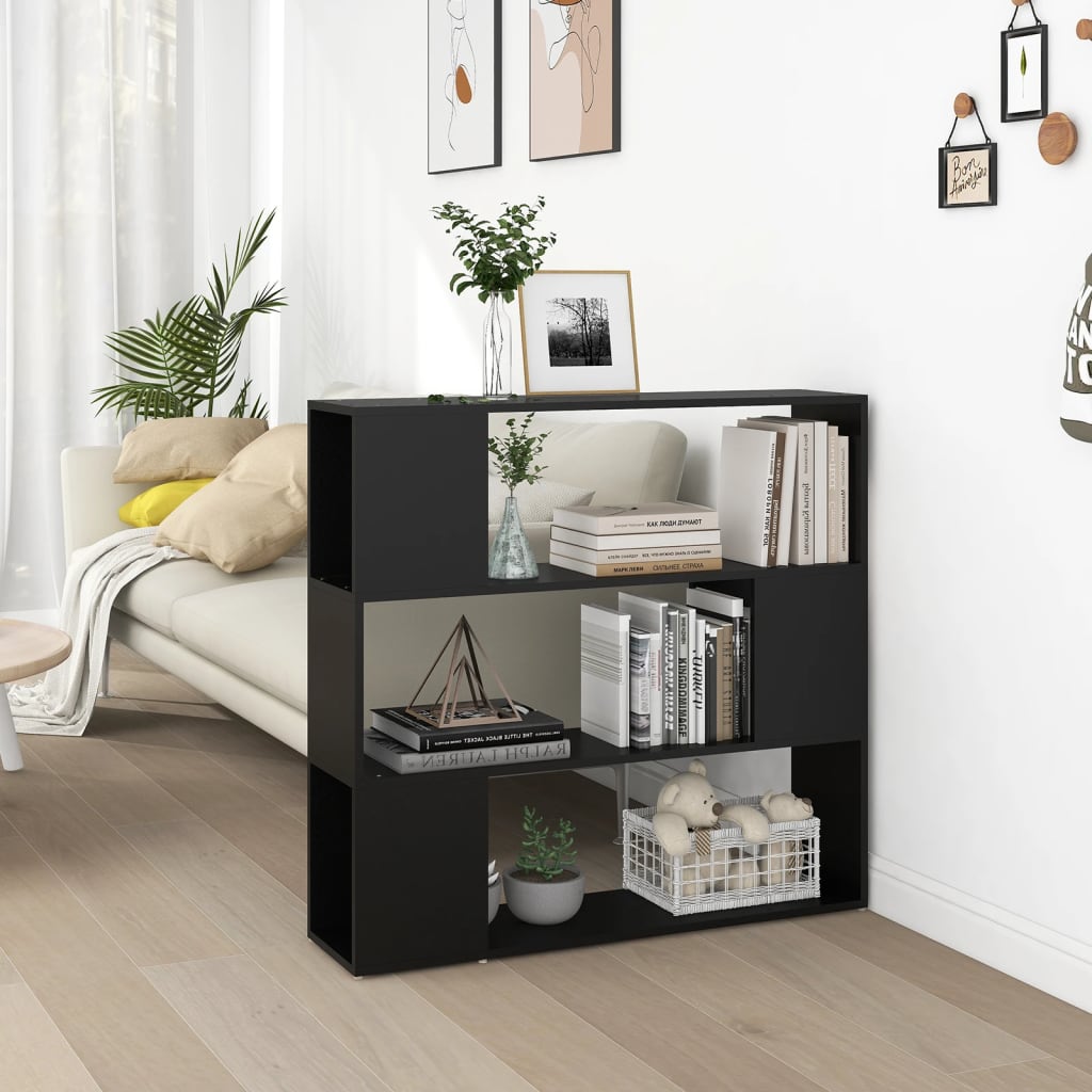 Bookcase Room Divider Black 100x24x94 cm