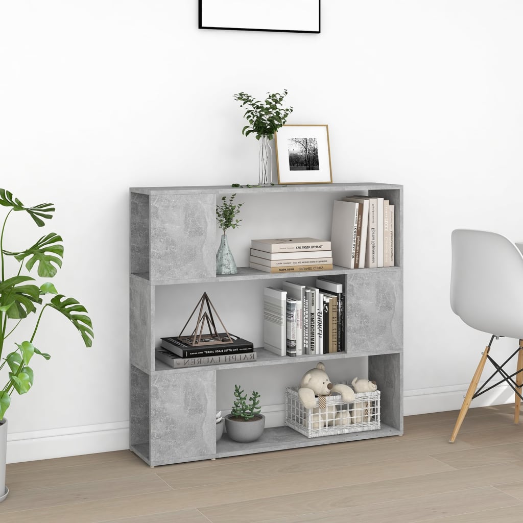 Bookcase Room Divider Concrete Grey 100x24x94 cm