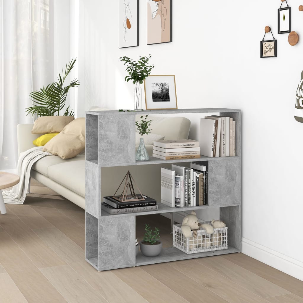 Bookcase Room Divider Concrete Grey 100x24x94 cm