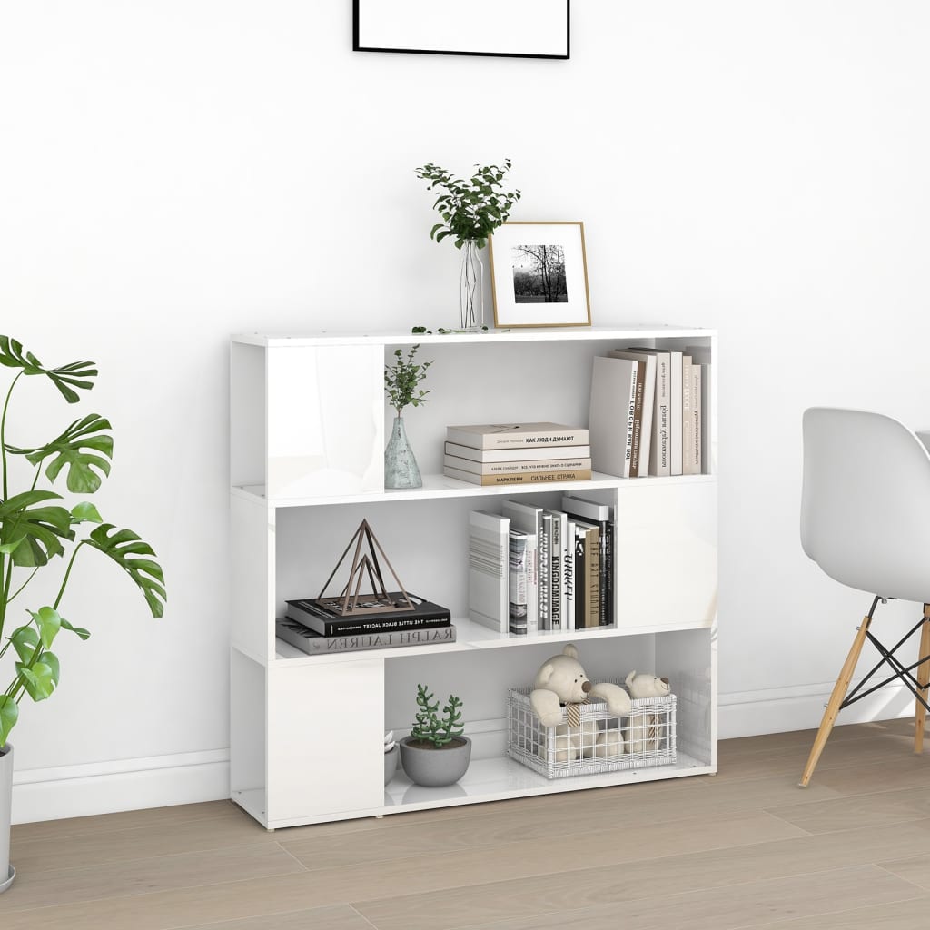 Bookcase Room Divider High Gloss White 100x24x94 cm